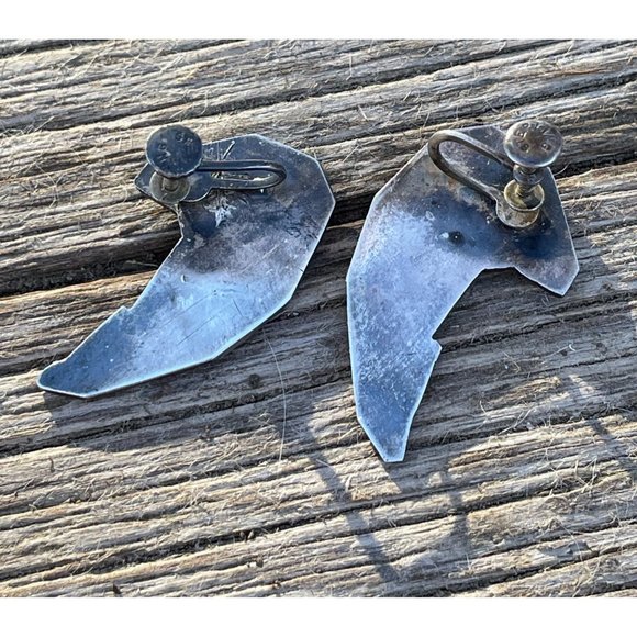 Vintage 1960s Modernist Machinist Style Sterling Silver Screw back earrings - Picture 7 of 12